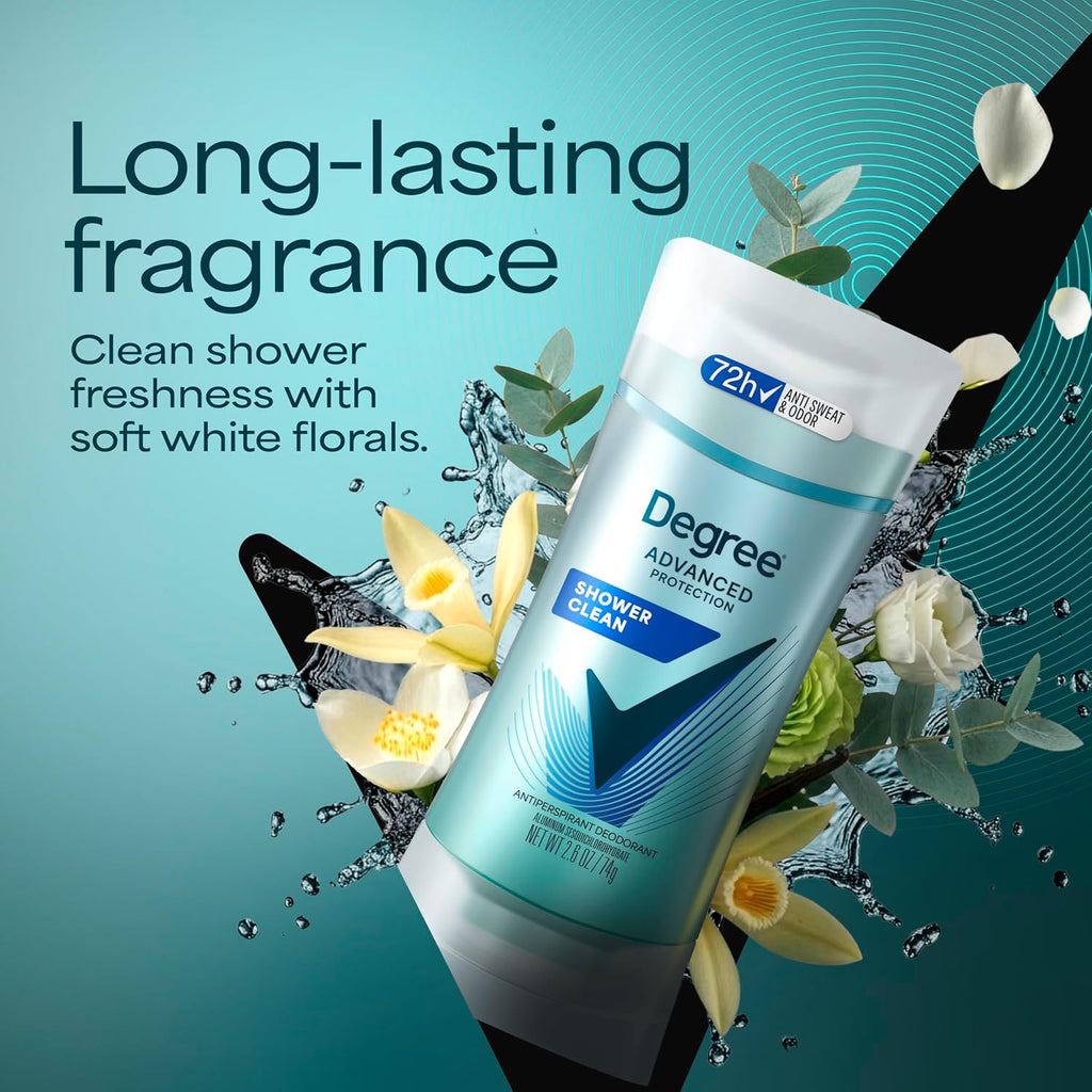Degree Advanced Protection Antiperspirant Deodorant Shower Clean 72H 2.6 Oz