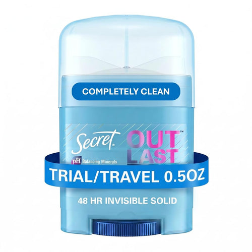 Outlast Antiperspirant Deodorant for Women, 72Hr Sweat & Odor Protection, PH Balancing Minerals, Invisible Solid, Completely Clean Scent, Travel Size, 0.5 Oz